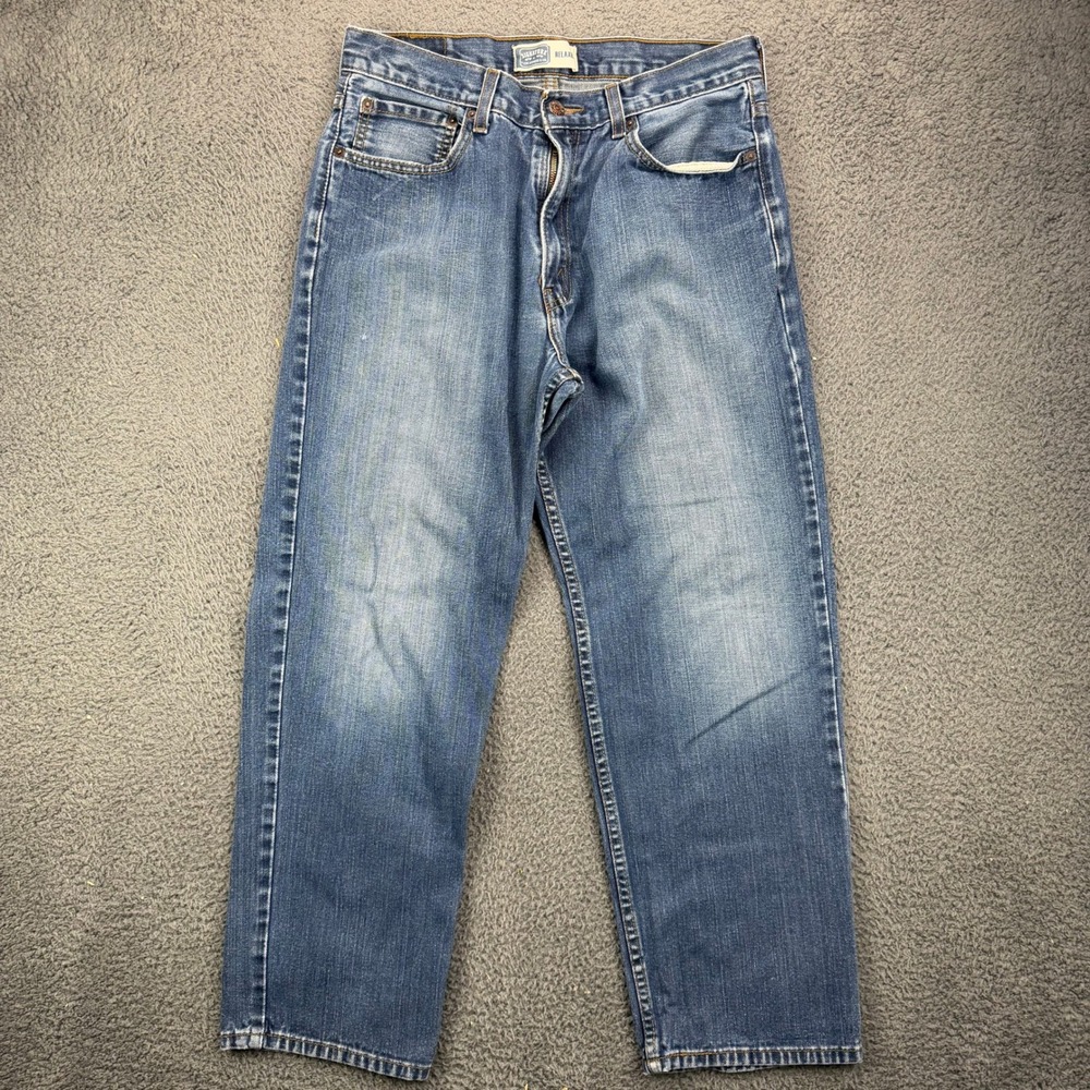 Signature by Levi Strauss Mens Relaxed Fit Blue Jeans W34 L30 100%‎ Cotton